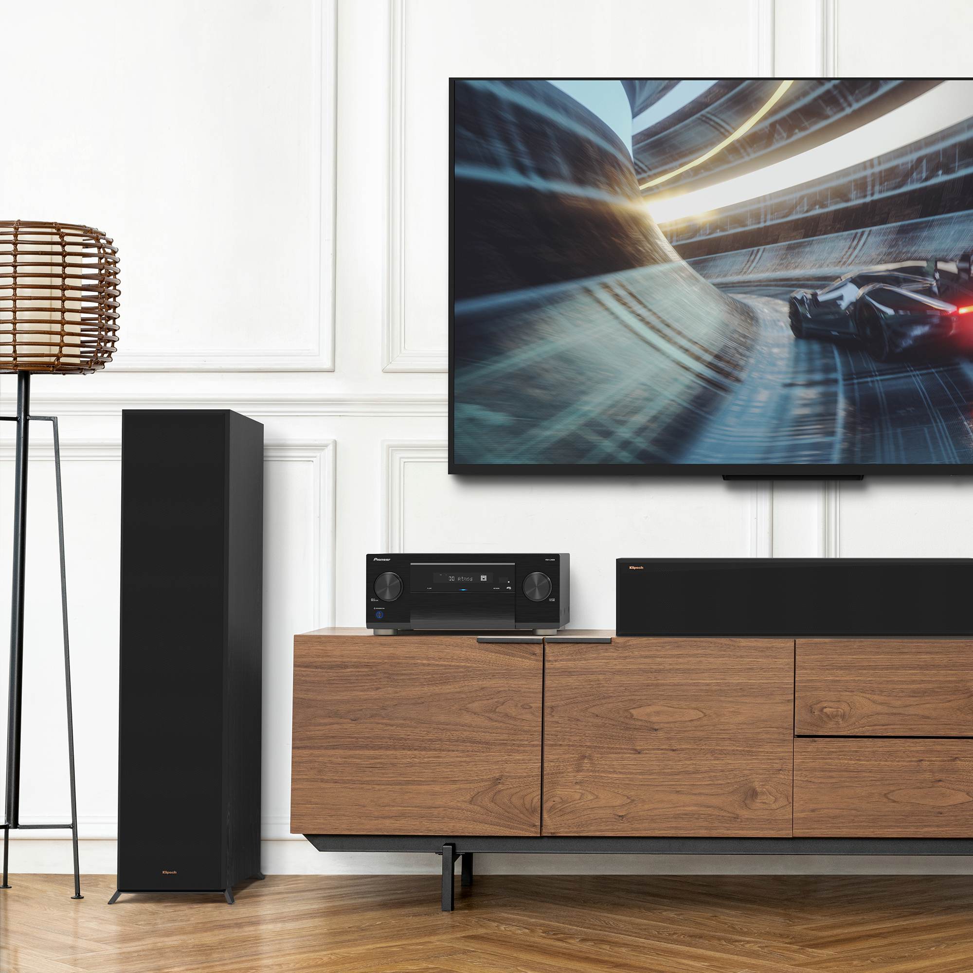 Pioneer LX VSA LX805 on Modern TV Console with Fast Car on TV 2000x2000